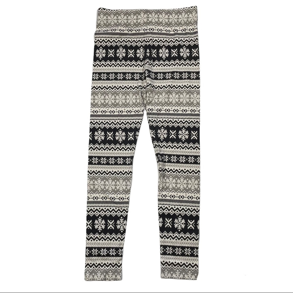 White Gray Black Holiday Christmas Leggings Lounge Winter Snowflake